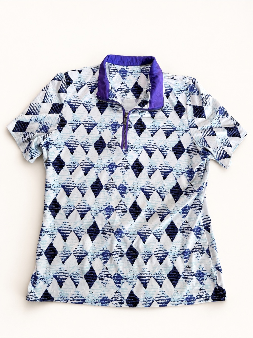 Tail Women’s Golf Polo Shirt 1/4 Zip Purple Geometric Print
